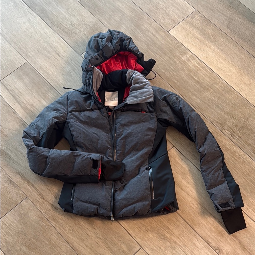 Gray and Black Hooded Jacket with pink Lining